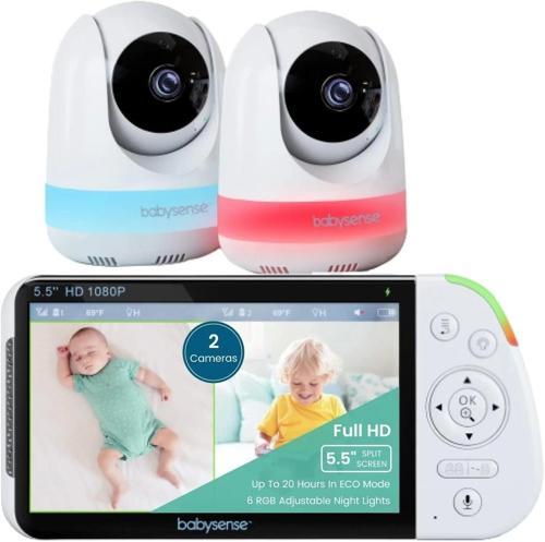 5.5 Inc 1080p Full HD Bölünmüş Ekranlı Bebek Monitörü, 2 Kamera