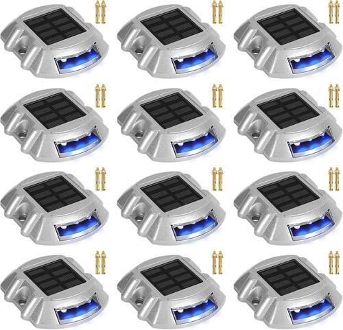 Güneş Enerjili Yol Yolu Işıkları LED Mavi Işık - 12 Adet