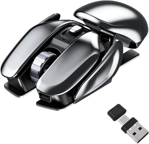 Benzersiz Görünümlü Sessiz Kablosuz Mouse USB ve Type-C Şarjlı