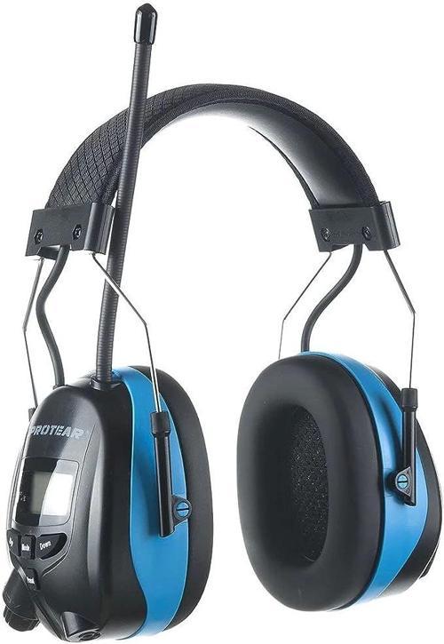 Bluetooth AM FM Radyo Kulaklıklar, 25dB Kulak Koruma - Açık Mavi