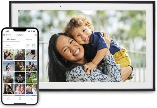 15 Inc Dijital Resim Çerçevesi - Dokunmatik - Telefon Kontrollü, Siyah