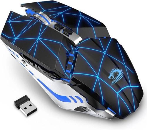 T12 Kablosuz Oyun Mouse Şarj Edilebilir, 2.4G Sessiz Optik - Yıldızlı Siyah