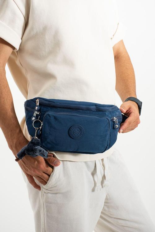 Unisex Lacivert Klinkır Kumaş Lacivert Renkli Suya Dayanıklı Ayarlanabilir Bel Ve Omuz Çantası