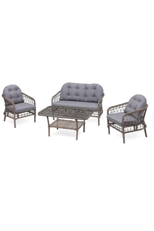 Papatya Rattan 2 1 1 Masa Bahçe Balkon Mobilyası Alüminyum Üzeri Örgü Rattan