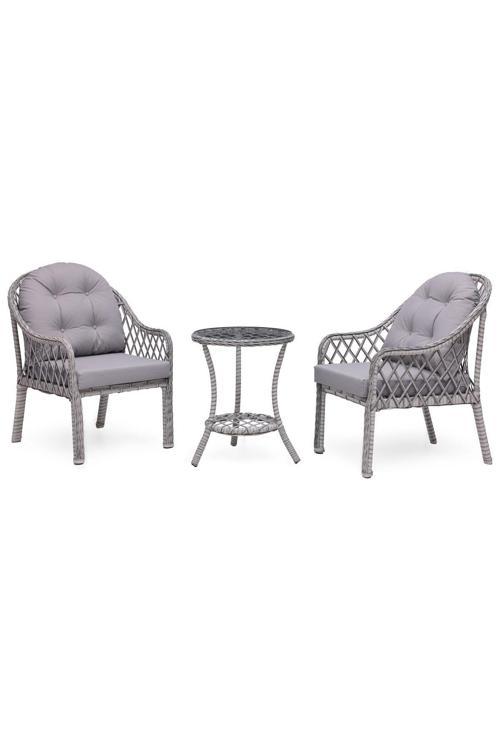 Defne Rattan 1+1 Masa Bahçe Balkon Mobilyası Alüminyum Üzeri Örgü Rattan