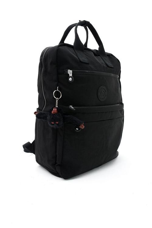 Unisex Suya Dayanıklı Krinkıl Kumaş Çok Gözlü Büyük Boy Siyah Renkli Laptop Okul Ve Sırt Çantası