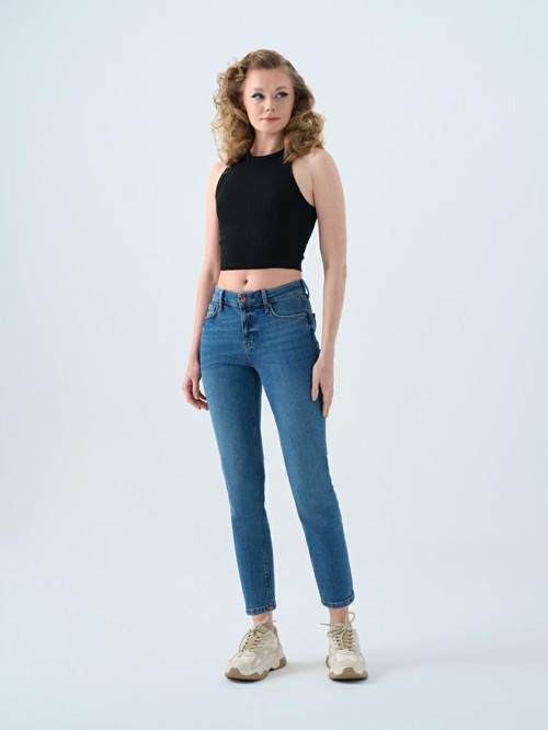 Elena Emıly Mıd Blue Wash Kadın Jean Pantolon LF2037060