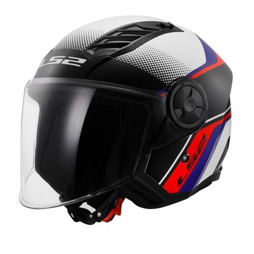 Aırflow 2 Rush Yarım Kask Beyaz - Mavi - Kırmızı