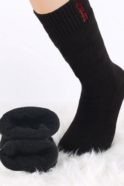 Bluestore 6 Çift Siyah Unisex Termal Havlu Kışlık Çorap