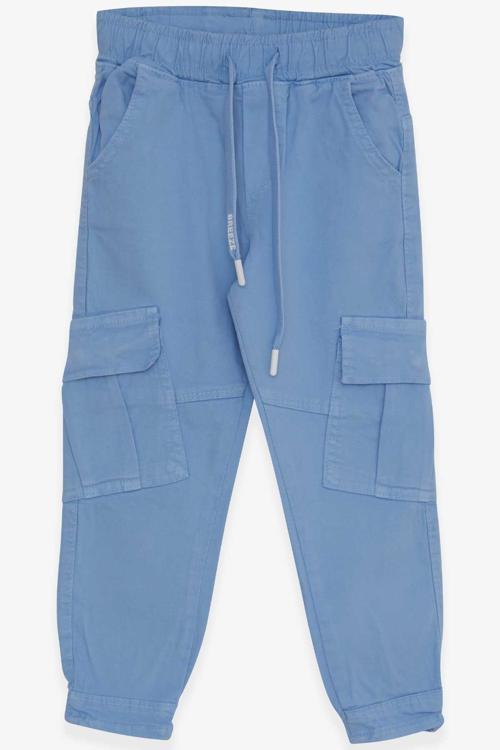 Erkek Çocuk Kot Pantolon Beli Lastikli Cepli 3-7 Yaş, Açık Mavi