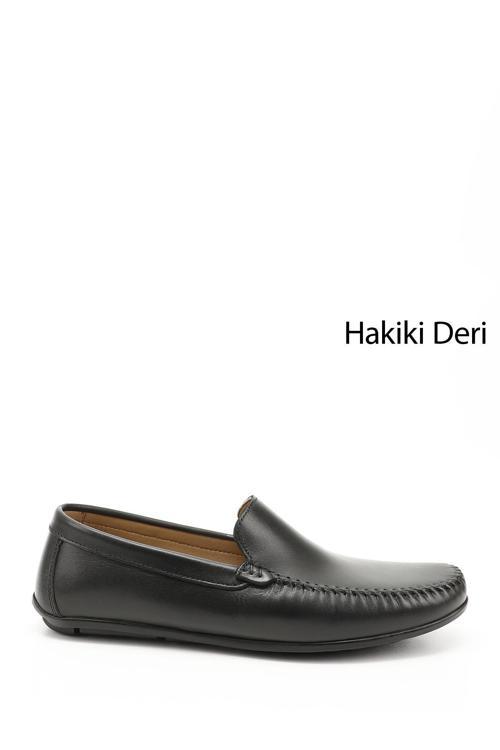 Erkek Siyah Rok Hakiki Deri Loafer Ayakkabı