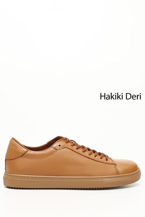 Kadın Açık Taba Bağcıklı Termo Taban Hakiki Deri Sneaker