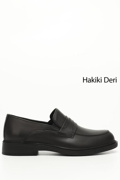 Erkek Siyah Hakiki Deri Klasik Ayakkabı