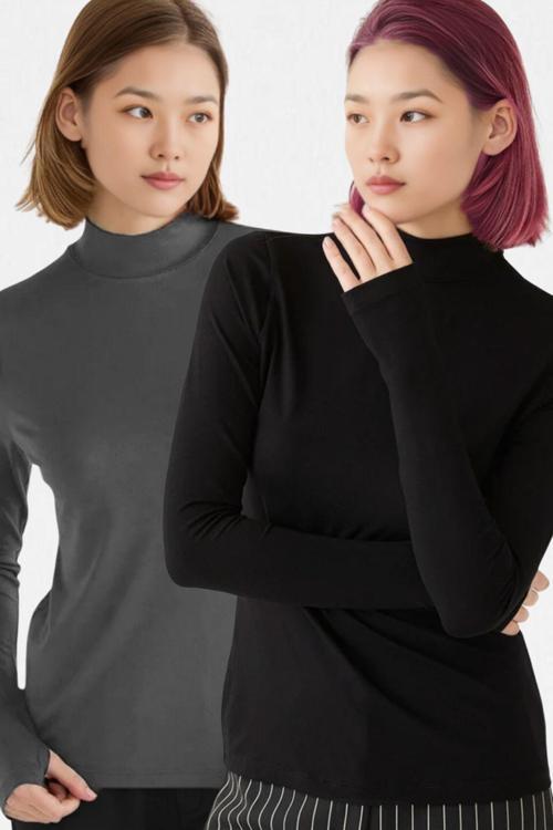 Kadın Siyah Antrasit 2'Li Parmak Detaylı Ultra Soft Body