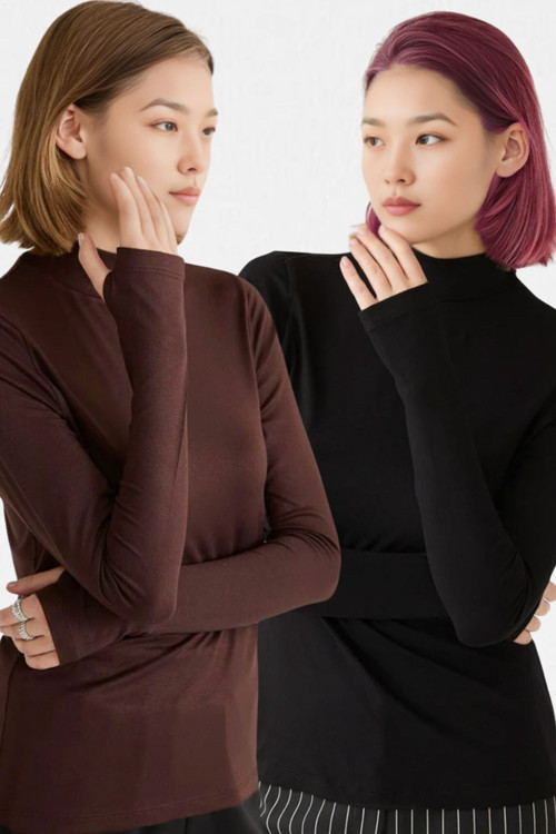 Kadın Siyah Kahve 2'Li Parmak Detaylı Ultra Soft Body