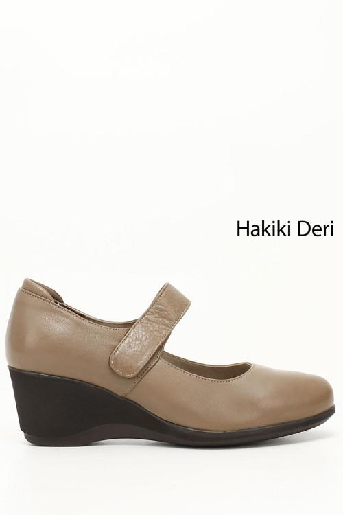 Kadın Vizon Antik Dolgu Taban Hakiki Deri Ayakkabı