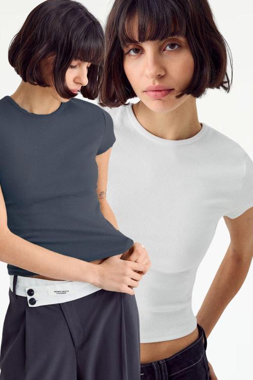 Beyaz Antrasit Bisiklet Yaka Basic Ultra Soft %100 Pamuk Kısa Kol T-Shirt