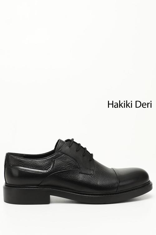 Erkek Siyah Bağcıklı Hakiki Deri Klasik Ayakkabı