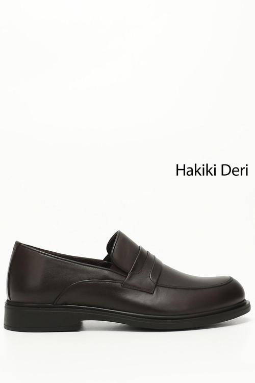 Erkek Kahverengi Hakiki Deri Klasik Ayakkabı