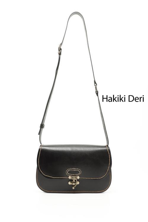 Kadın Siyah Vaketa Hakiki Deri Omuz ve Postacı Çantası