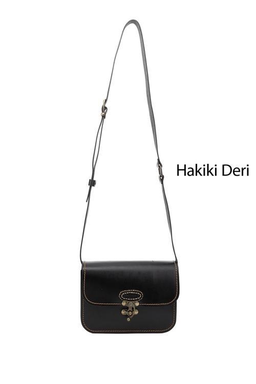 Kadın Siyah Vaketa Hakiki Deri Omuz ve Postacı Çantası