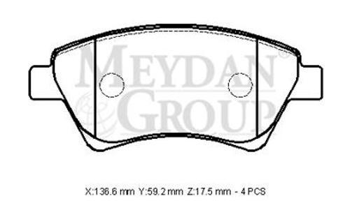 Renault Megane 2 03/09 Ön Fren Balatası (Kablosuz)(di̇sk) (136,6x59,2x17,5) (Fmk) 
