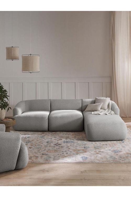Mode Togg Soft Sağ Köşe Koltuk Takımı 3 Modül 19 Gri Keten Kumaş Işbir Sünger
