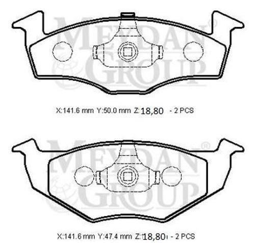 Seat Ibiza 00/01 Ön Fren Balatası (Di̇sk) (141,6x50x18,80/141,6x47,4x18,80) (Bramax) 