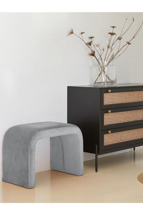 Mode Panelop U Modern Puf&bench 23 Antrasit Kadife Kumaş