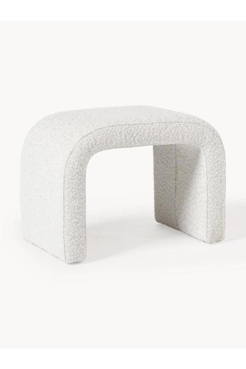 Mode Panelop U Modern Puf&Bench Kırık Beyaz Bukle Kumaş