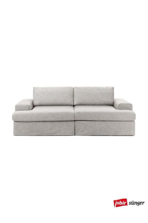 Mode Siesta Pro Kuş Tüyü Kanepe 2 Modül 19 Gri Keten Kumaş Işbir Sünger (DAİRENİZE TESLİM)