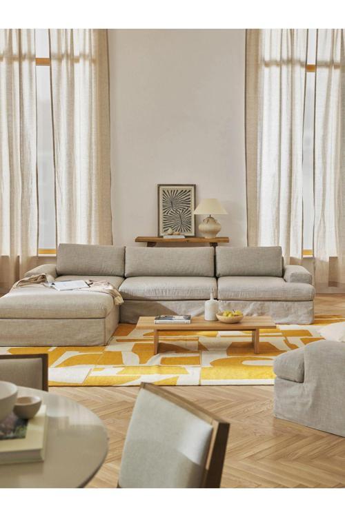 Mode Siesta Pro Kuş Tüyü Köşe Koltuk 4 Modül Kahverengi Keten Kumaş Işbir Sünger (DAİRENİZE TESLİM)