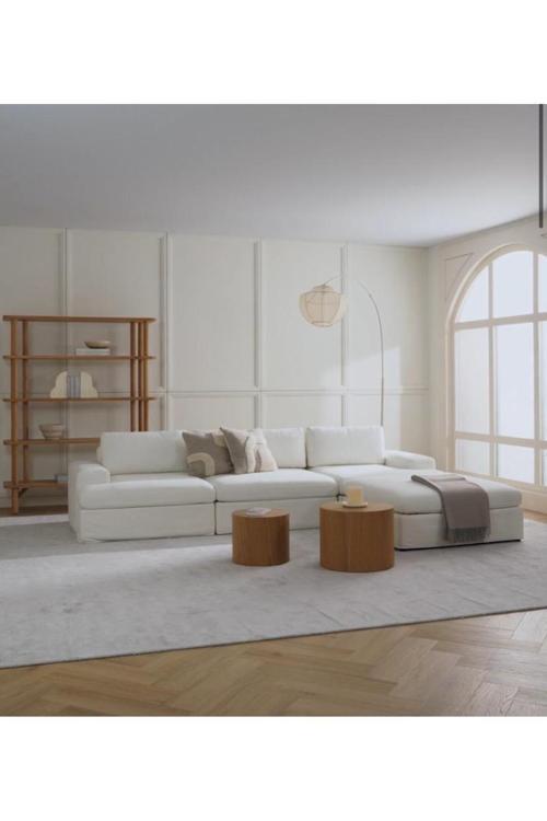 Mode Siesta Pro Kuş Tüyü Köşe Koltuk 4 Modül Kırık Beyaz 01 Keten Dairenize Teslim İşbir Sünger
