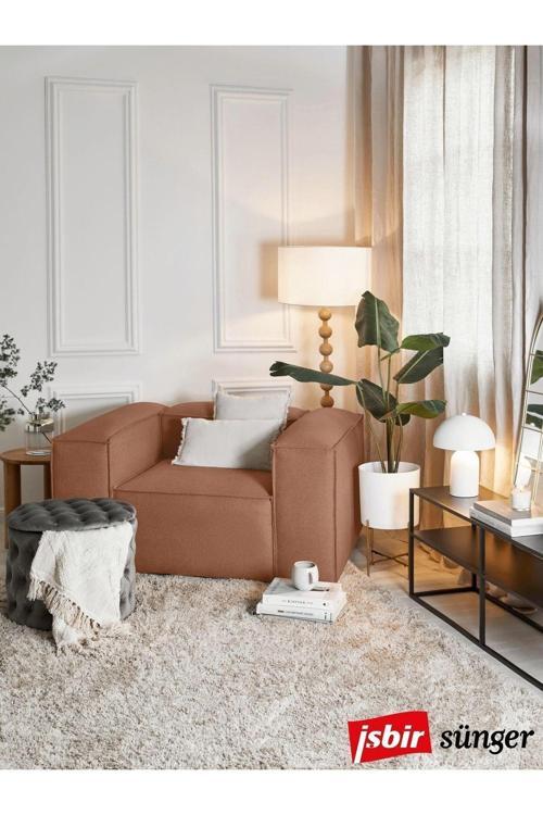 Mode Soft Berjer 33 Numara Kiremit Renk Keten Kumaş Işbir Sünger (DAİRENİZE TESLİM)