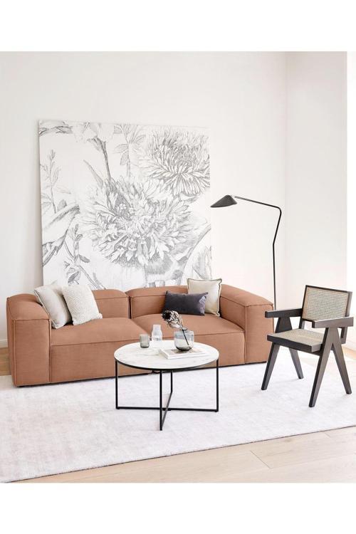 Mode Soft Ikili Kanepe Koltuk 2 Modül 33 Numara Kiremit Keten Kumaş (DAİRENİZE TESLİM)