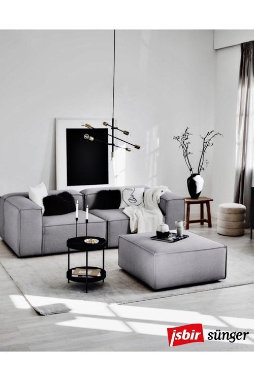 Mode Soft Köşe Koltuk Takımı 3 Modül (2 Köşe 1 Puf) Keten Kumaş