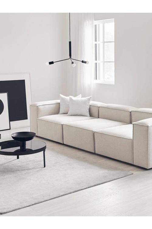 Mode Soft Üçlü Kanepe Koltuk 3 Modül Kırık Beyaz Keten Kumaş Işbir Sünger(DAİRENİZE TESLİM)
