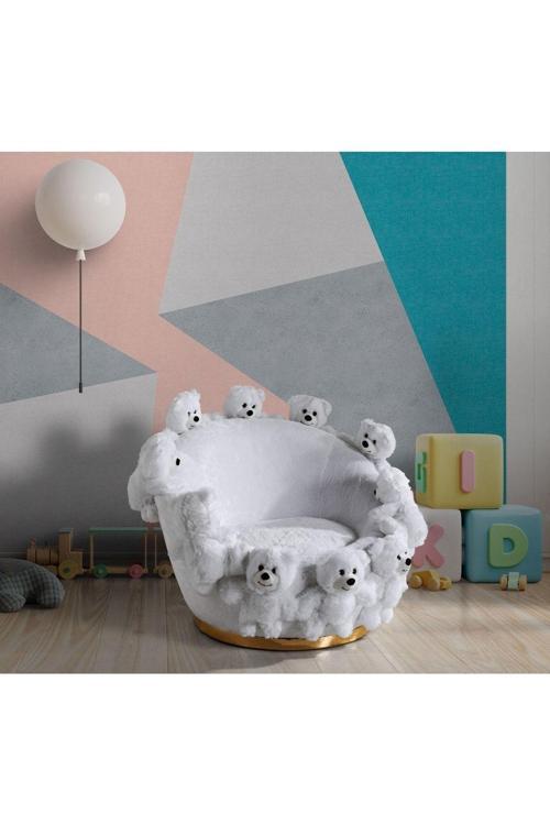Mode Teddy Bears Kids Beyaz Ayıcıklı Berjer (Dairenize Teslim)