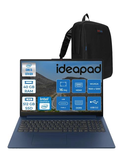 Ideapad Slim 3 16IRH10 Intel Core I5 13420H 40GB 512GB SSD Freedos 16" Wuxga (1920X1200) IPS 300NITS Taşınabilir Bilgisayar 83K2001RTRF07 + Zetta Çanta