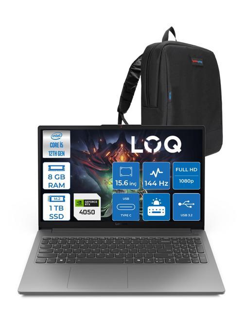 Loq 15IAX9E Intel Core I5 12450HX Ddr5 8gb 1tb SSD 15.6" IPS Fhd 144Hz RTX4050 Freedos Gaming Laptop 83LK002PTRF02 + Zetta Çanta