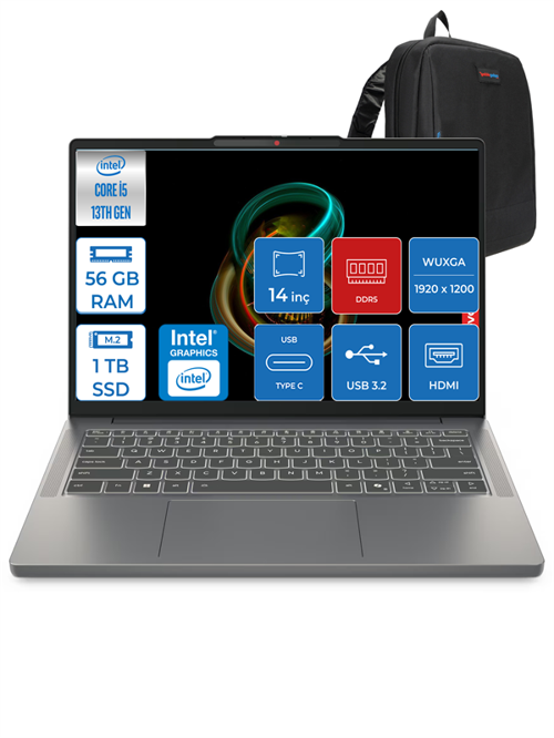 Ideapad Slim 3 Intel Core I5 13420H 56GB Ddr5 1tb SSD Intel® UHD Graphics WIN11PRO 14" Wuxga IPS Taşınabilir Bilgisayar 3S15IRH10P15 + Zettaçanta