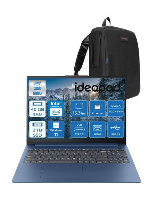 Ideapad Slim 3 15IRH10 Intel Core I5 13420H 40GB 1tb SSD + 1tb SSD Windows 11 Home 15.3" Wuxga (1920X1200) IPS 300NITS Taşınabilir Bilgisayar 83K10062TRH09 + Zetta Çanta