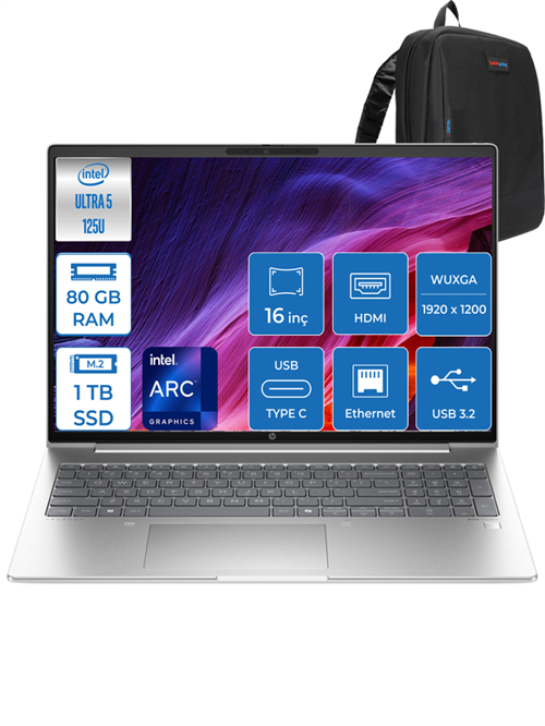 Probook 460 G11 Intel Core Ultra 5 125U Ddr5 80GB 1tb SSD Intel® Aı Boost 16 Wuxga IPS Windows 11 Pro Taşınabilir Bilgisayar 9Y7S7ETP22 + Zettaçanta