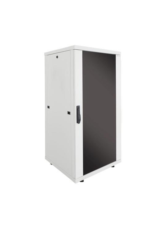 26U 600x800mm 19'' Dikili Tip Network Rack Kabinet Gri Flatpack 2 Yıl Üretici Garantili
