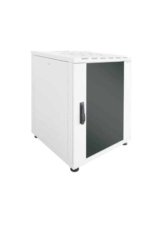 22U 600x600mm 19'' Dikili Tip Network Rack Kabinet Gri Flatpack 2 Yıl Üretici Garantili