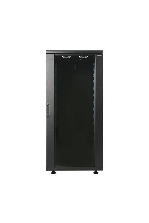 18U 600x650mm 19'' Dikili Tip Network Rack Kabinet Siyah Flatpack 2 Yıl Üretici Garantili