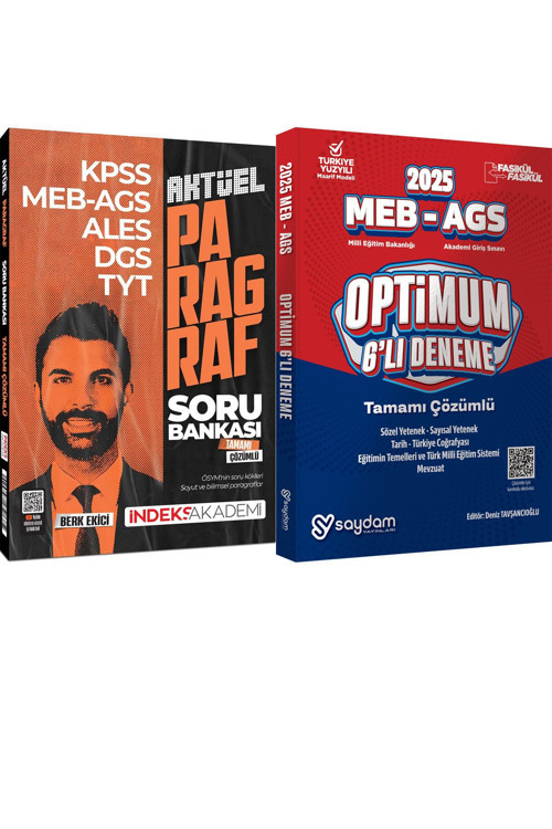 İndeks 2025 KPSS MEB-AGS ALES DGS TYT Aktüel Paragraf Soru Bankası Çözümlü - MEB-AGS 6LI DENEME