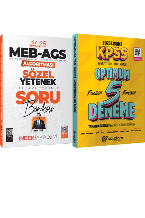 İndeks 2025 MEB-AGS Algoritması Sözel Yetenek Soru Bankası Çözümlü - KPSS LİSANS 5 DENEME