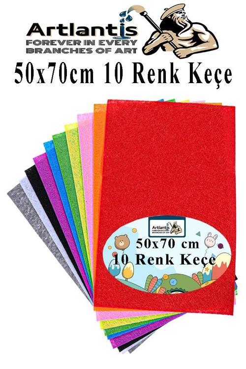 Keçe 50x70 cm 10 Renk 1 Paket 2.0 mm Renkli Hobi Keçesi Elişi Keçe Kumaşı Anasınıfı Kreş Okul Öncesi El Sanatları