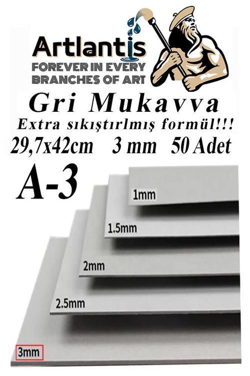 A3 Mukavva Gri 3 mm 50 Adet 1 Paket 29.7x42 cm A-3 Mukavva 3 mm Kalınlığında A-3 Mukavva